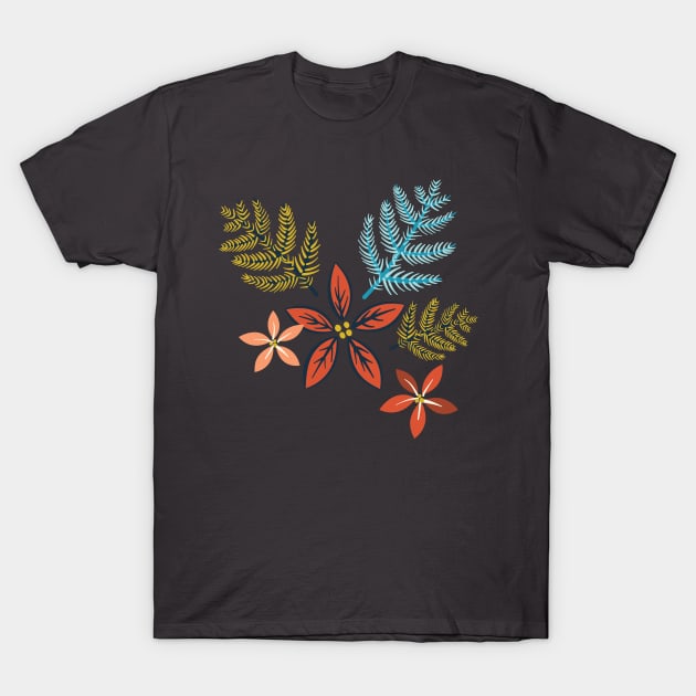 Cute Pine & Poinsettia T-Shirt by SWON Design